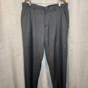 Calvin Klein Dress Pants Men's 40x32 Slacks Dark Gray Flat Front Polyester Blend